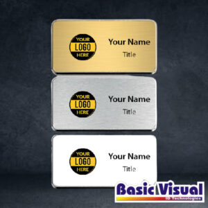 Metallic PVC Custom Printed Name Badges/Tags (Gold / Silver)
