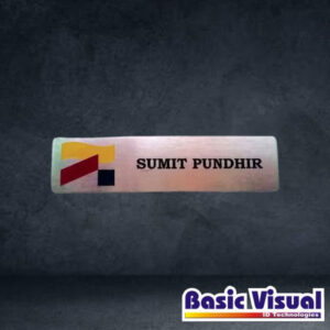 SS (Gold/Silver) Business Name Badges/Tags | 1 inch X 3 inch / 60 mm x 20 mm| Full Colour digital Printed
